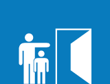 A person holding a door